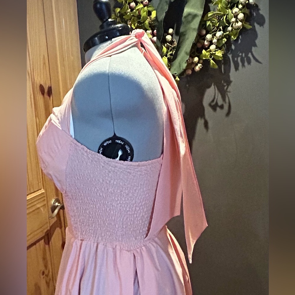 Unique Vintage 50s Peach halter bust shelf dress sz XL - Picture 4 of 8